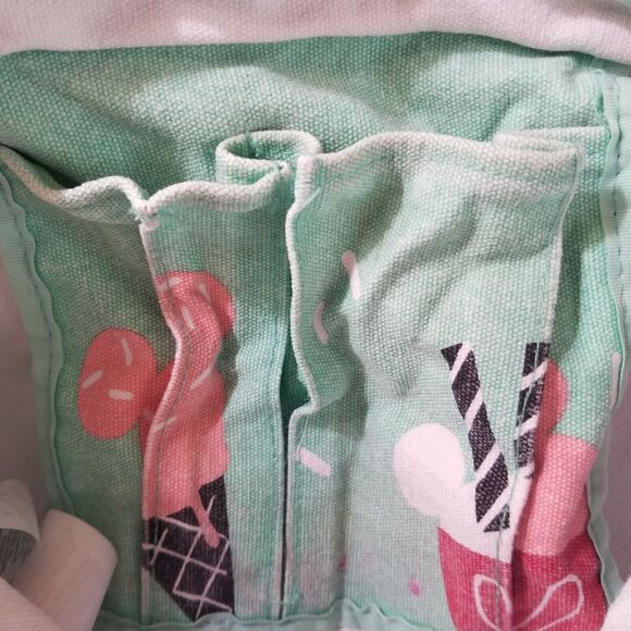 Disney Store Ice Cream Treats Sundae Canvas Tote Bag Green Zips 16" - Picture 7 of 16